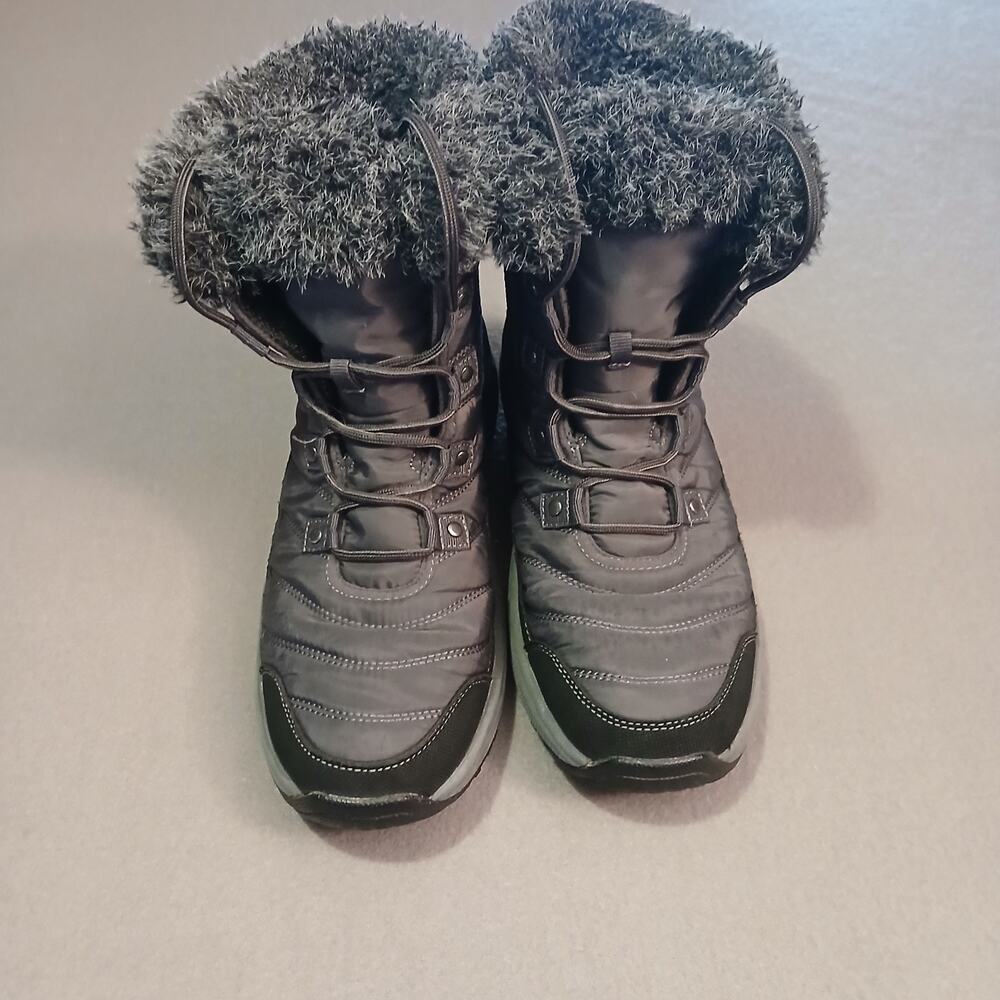 Orthofeet Womens Alps Snow Boots Size 10 Grey Black Waterproof Orthotic Comfort